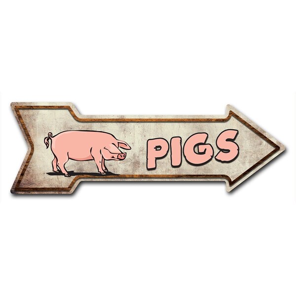 Pigs Arrow Decal Funny Home Decor 24in Wide